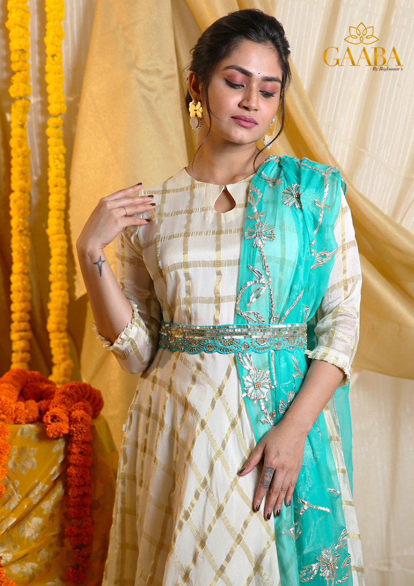 Gaaba Classy Long Dress With Dupatta And Belt - Gabha Kreation