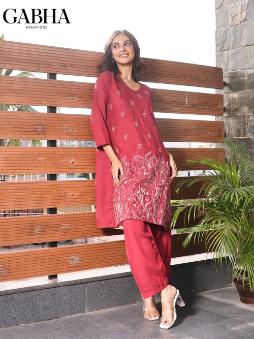Cotton Embroidery Plain Co-ord