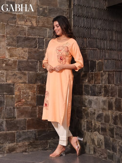 Cotton Embroidery Plain Kurti