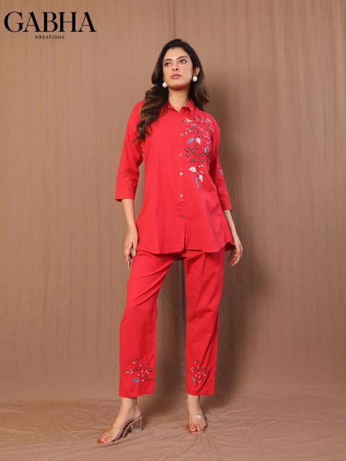 Cotton Embroidery Plain Co-ord