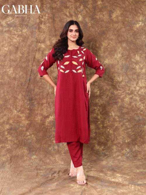 Cotton Embroidery Plain Kurta Pant