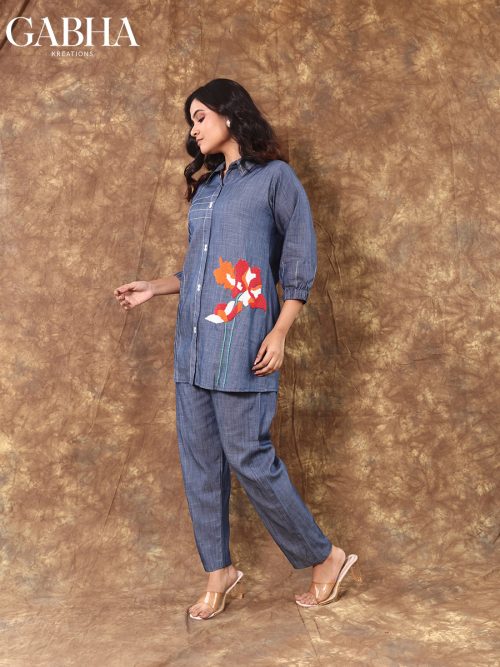 Denim Embroidery Plain Co-ords