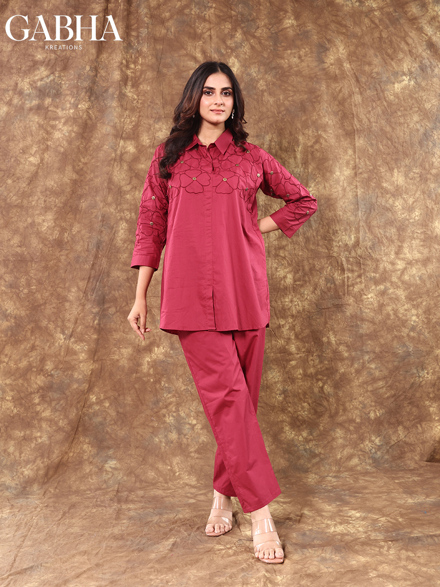 Cotton Embroidery Plain Co-ord