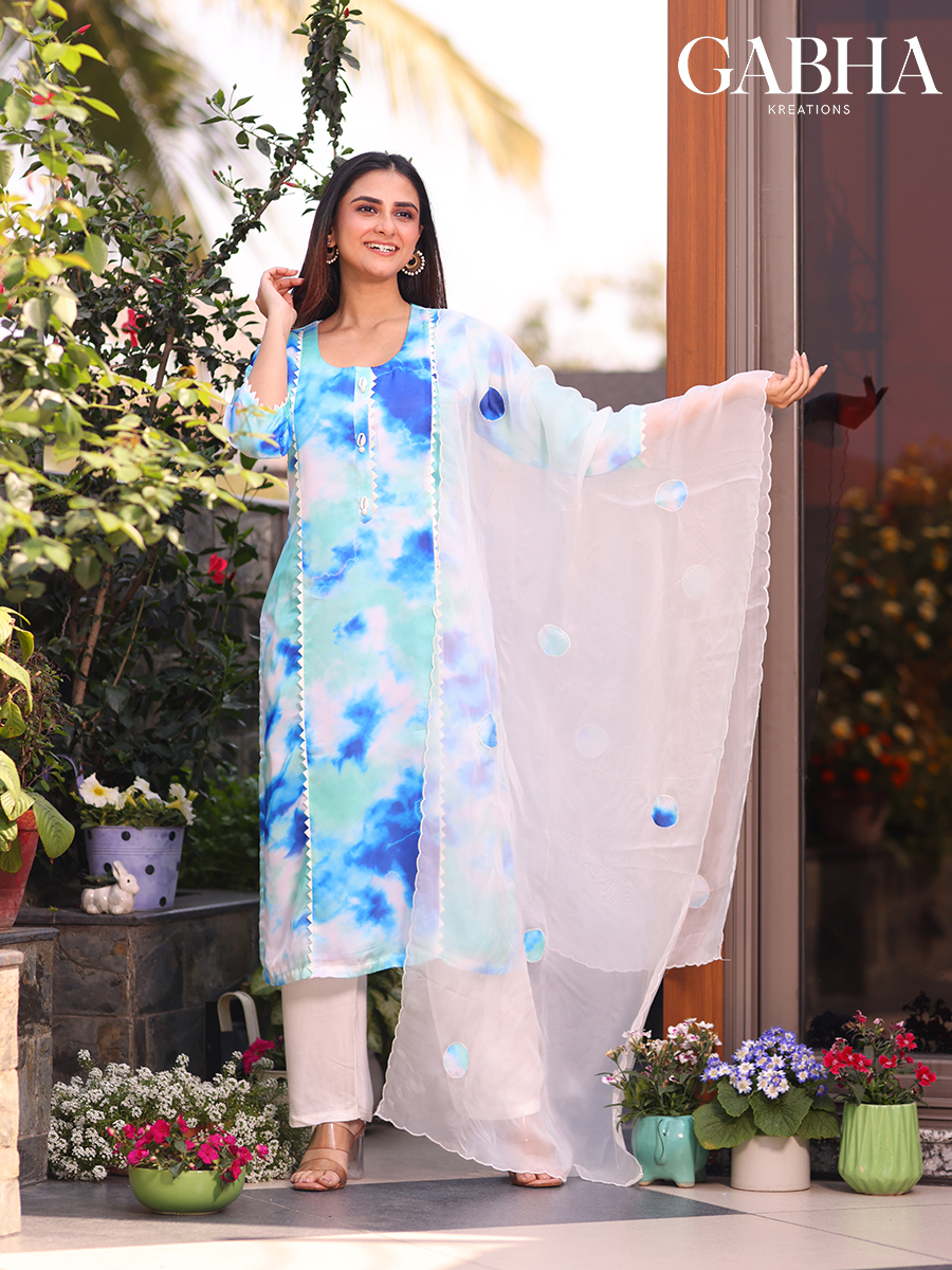 Crepe Embroidery Plain Kurta Pant Dupatta