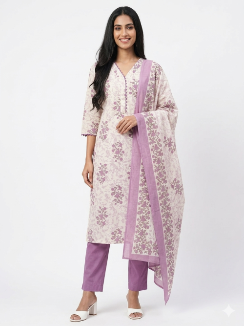 Cotton Printed Kurta Pant Dupatta