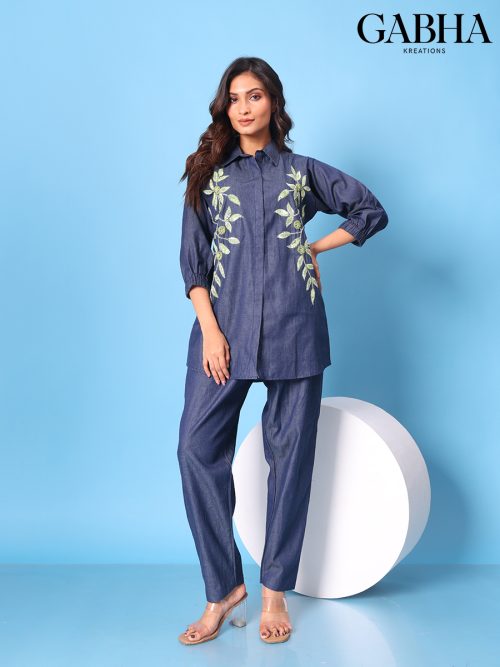 Denim Embroidery Plain Co-ords