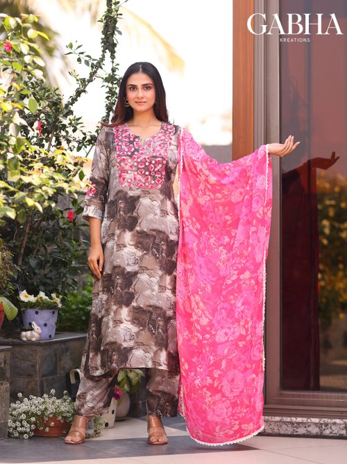 Cotton Embroidery Printed Kurta Pant Dupatta