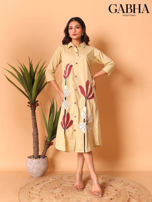 Cotton Embroidery Plain Dress