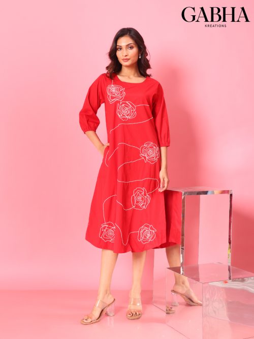 Cotton Embroidery Plain Dress