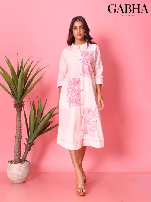 Cotton Embroidery Plain Dress