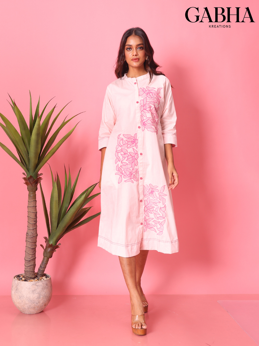 Cotton Embroidery Plain Dress