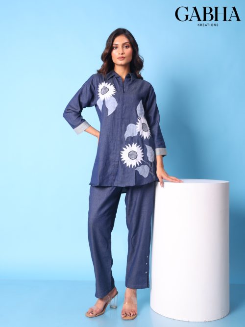 Denim Embroidery Plain Co-ords