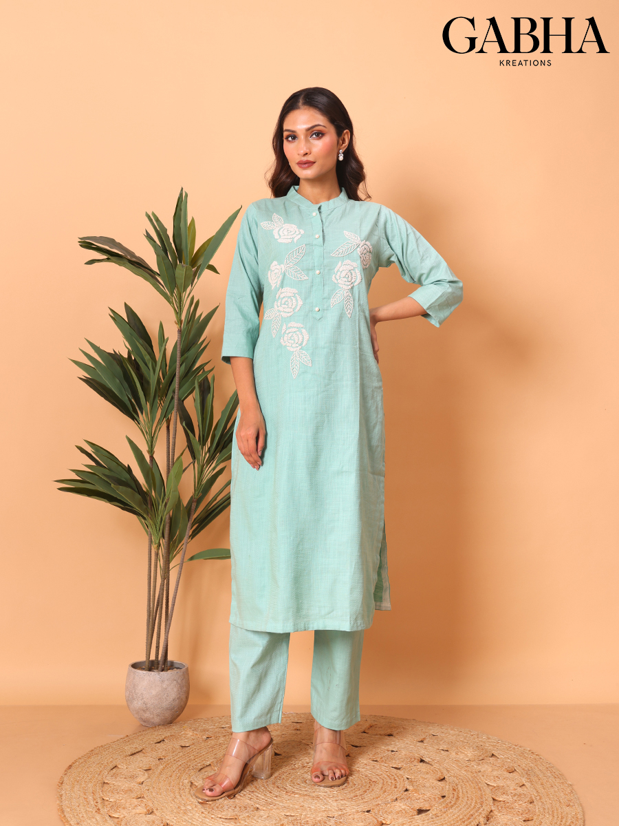 Cotton Embroidery Plain Kurta Pant