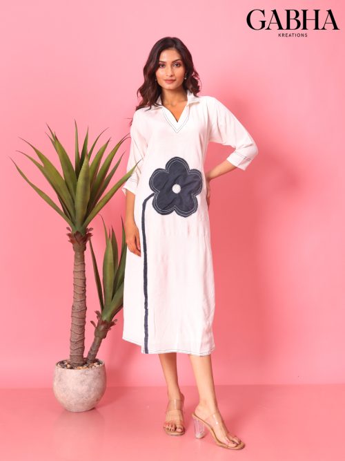 Cotton Embroidery Plain Dress