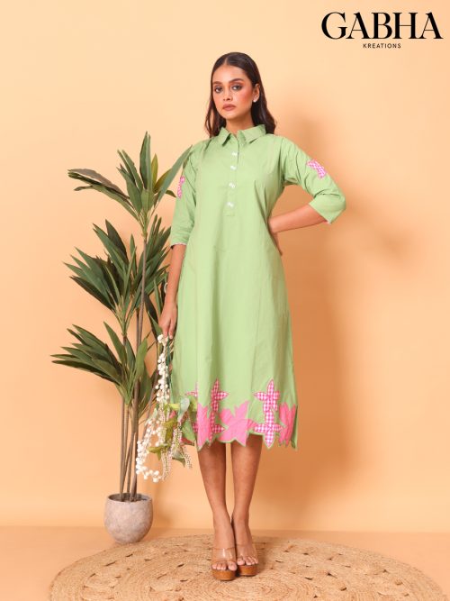 Cotton Embroidery Plain Dress