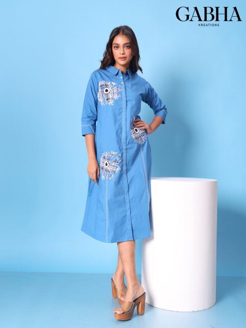 Cotton Embroidery Plain Dress