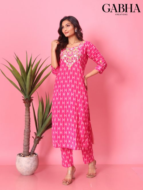 Cotton Embroidery Printed Kurta Pant