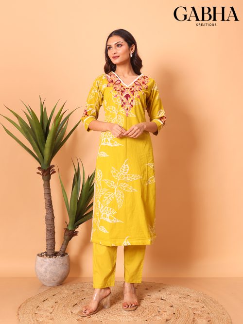 Cotton Embroidery Printed Kurta Pant