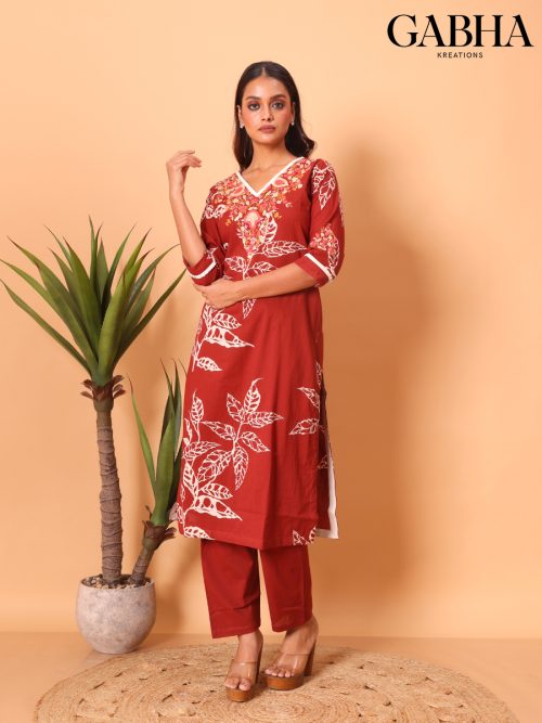Cotton Embroidery Printed Kurta Pant