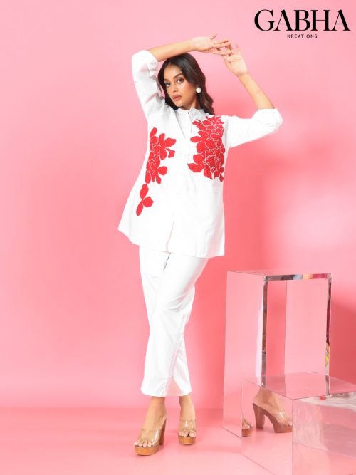 Cotton Satin Embroidery Plain Co-ords