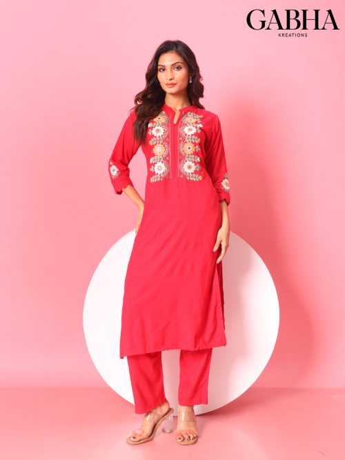 Cotton Embroidery Plain Kurta Pant