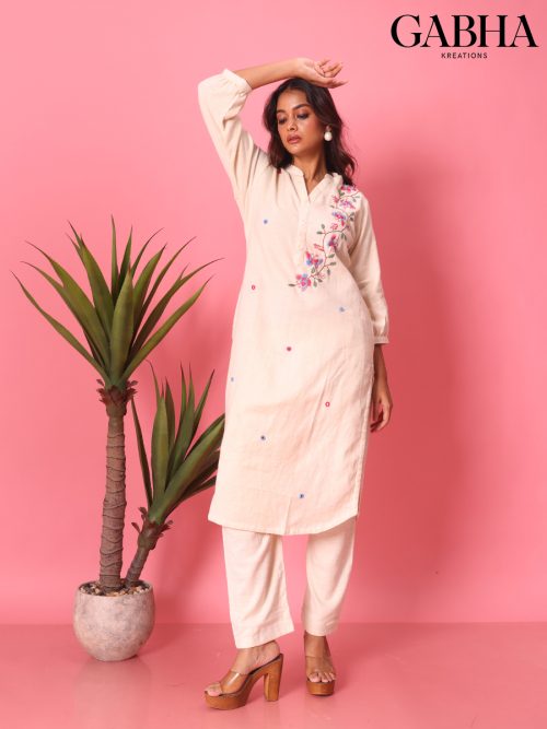 Cotton Embroidery Plain Kurta Pant