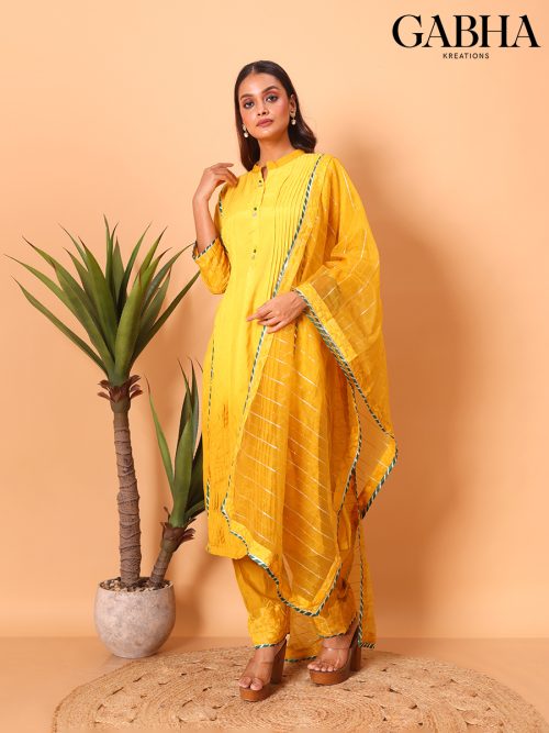 Muslin Embroidery Plain Kurta Pant Dupatta