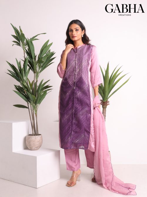 Cotton Satin Embroidery Plain Kurta Pant Dupatta