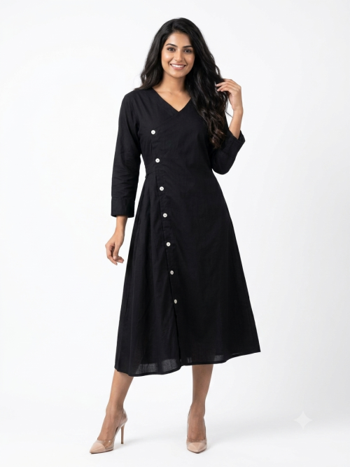 cotton jacket dress for women Brown cotton dress with attached jacket